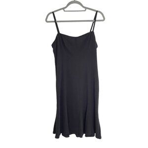 Tom And Linda Platt Spaghetti Strap Midi Dress Size 8 Flare Hem Black LBD